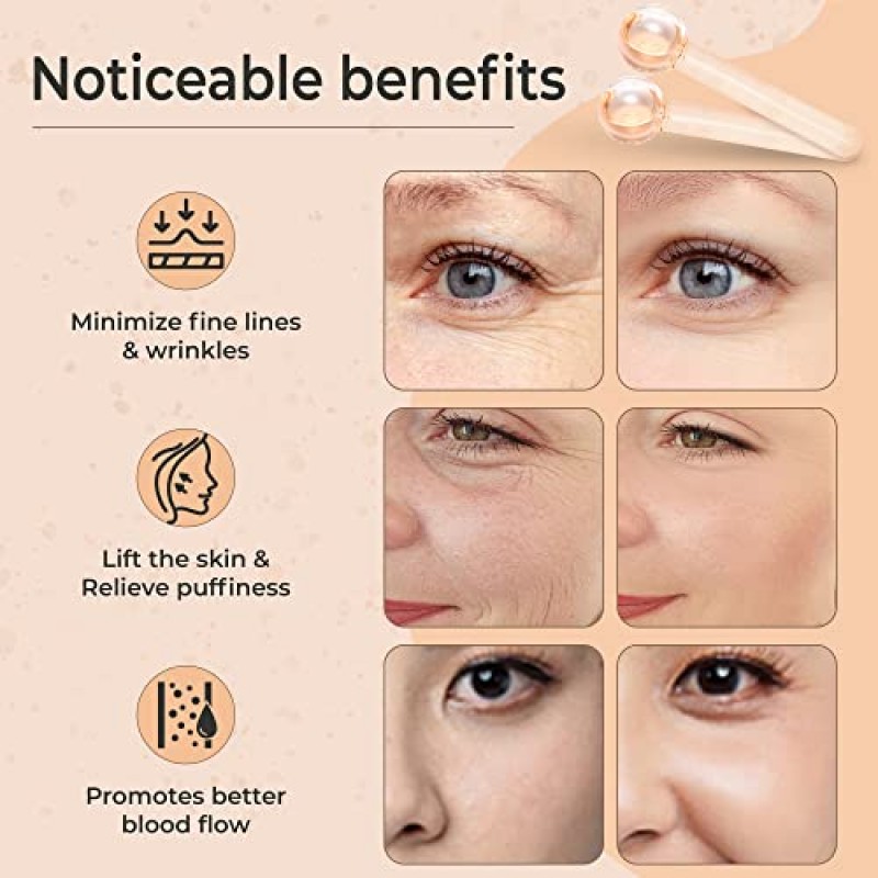 가방이 포함된 페이셜용 아이스 글로브(2개 세트) - 내구성이 뛰어나고 안전한 페이셜 아이스 글로브 보관 가방이 포함된 고붕규산 유리 아이스 글로브 - 피부를 조이고 붓기를 줄이는 폴리머 젤 페이셜 도구