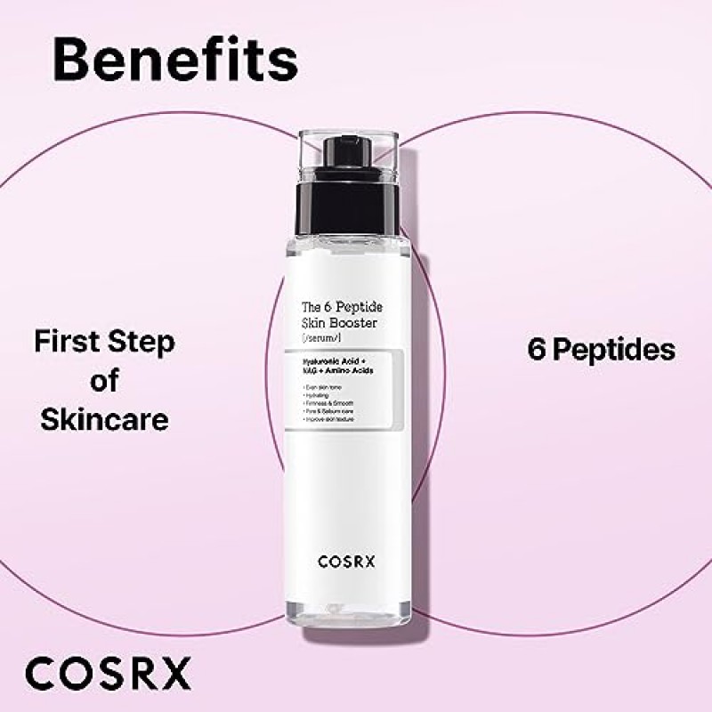 COSRX 6X 펩타이드 콜라겐 부스터 토너 세럼 150mL/5.07 Fl.Oz, 스킨 리뉴얼 부스팅 페이셜 에센스, 모든 피부 타입을 위한 나이아신아마이드 & 히알루론산, 한국 스킨케어, 파라벤 프리