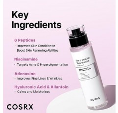 COSRX 6X 펩타이드 콜라겐 부스터 토너 세럼 150mL/5.07 Fl.Oz, 스킨 리뉴얼 부스팅 페이셜 에센스, 모든 피부 타입을 위한 나이아신아마이드 & 히알루론산, 한국 스킨케어, 파라벤 프리