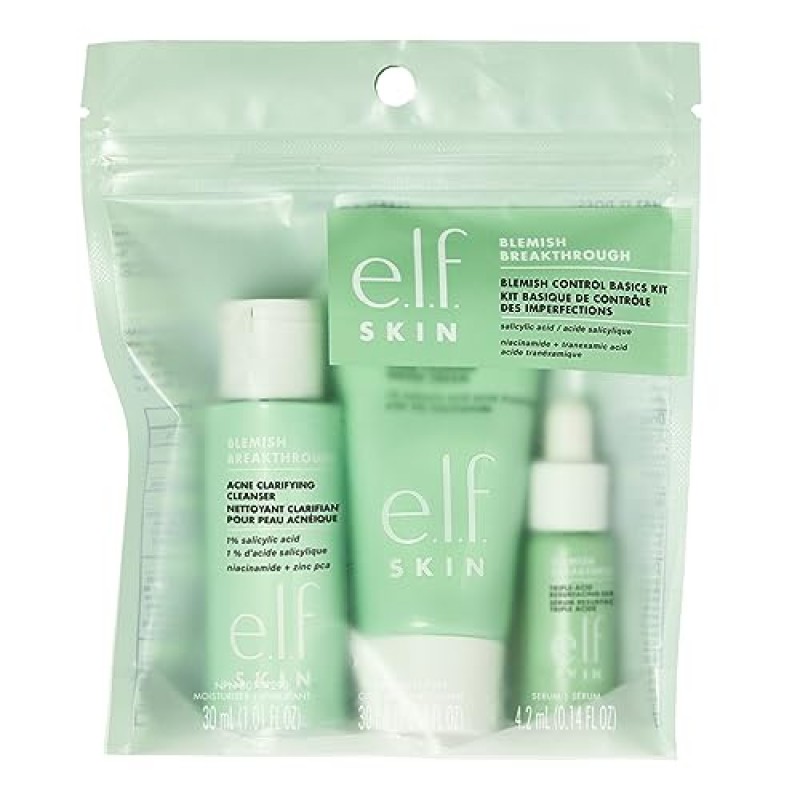 꼬마 요정. SKIN Blemish Breakthrough Blemish Control 기본 키트, 여행용 여드름 스킨케어 루틴, 클렌저, 세럼 및 모이스처라이저, 비건 및 동물 실험을 하지 않음