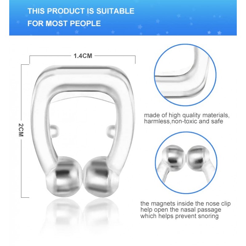 코골이 방지 장치 - 실리콘 자석 코골이 방지 코 클립, 코골이 솔루션 - 코골이를 멈추는 데 편안하고 효과적 6개