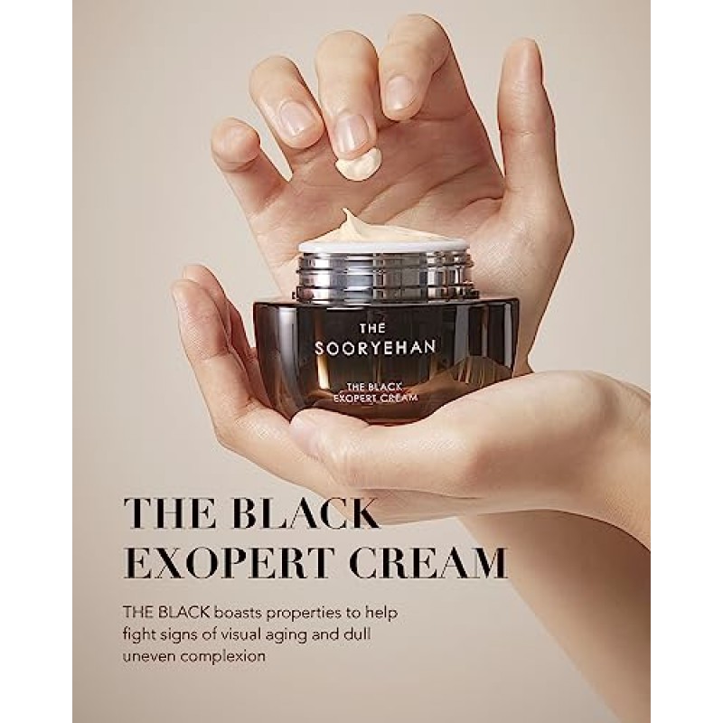 수려한 THE BLACK 엑소퍼트 크림 by LG 뷰티 (50 ml/1.69 fl oz) - 노화 방지, 피부 탄력 및 피부 균형. 난초 꽃잎, 블랙 감초, 3T 펩타이드 & 실크트리