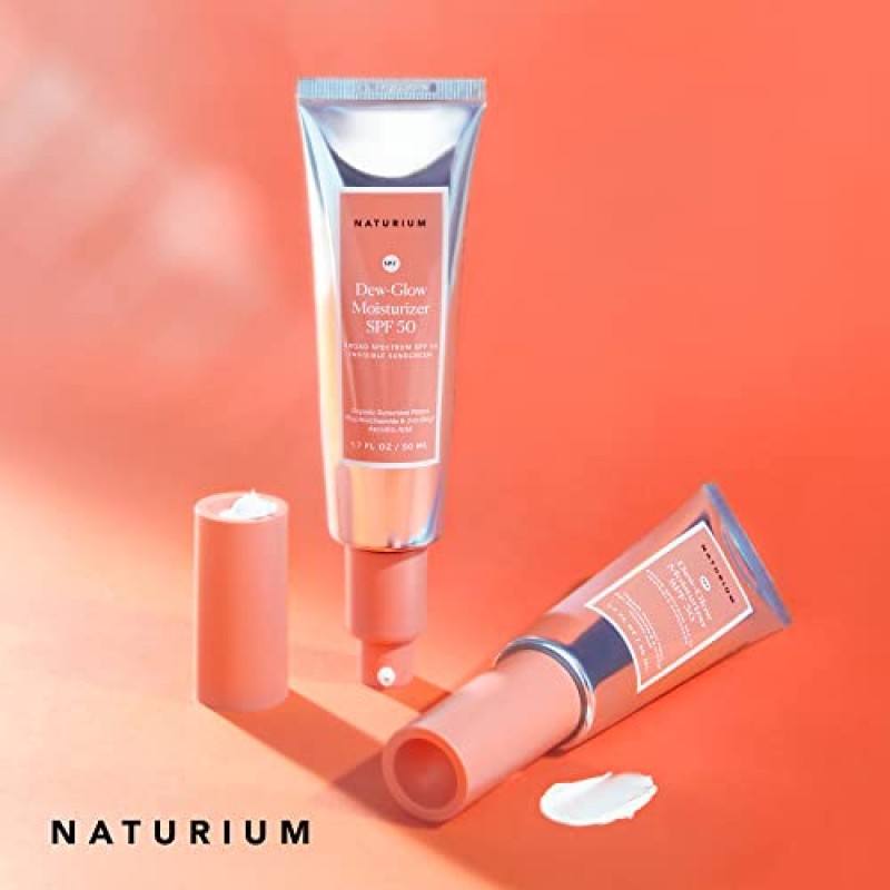 Naturium Dew-Glow Moisturizer SPF 50 PA++++, 데일리 모이스처라이징 선스크린 & 페이스 프라이머, 촉촉한 마무리감의 피부 보호기, 1.7oz