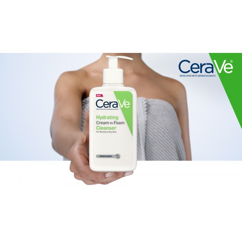 CeraVe 하이드레이팅 크림 투 폼 클렌저 | 히알루론산 함유 메이크업 리무버 및 세안제 | 무향 논코메도제닉 | 19 액량 온스