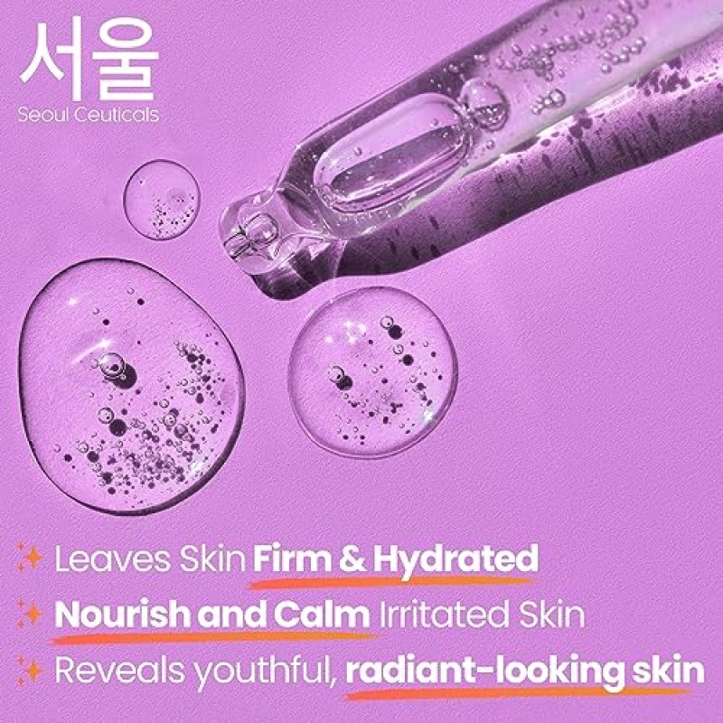 SEOULCeuticals 3% 폴리글루탐산 페이스 세럼 - 한국 스킨 케어 PGA + 히알루론산 + 센텔라 아시아티카 for K 뷰티 안티 에이징 - 모이스처 록킹 글로우 1온스