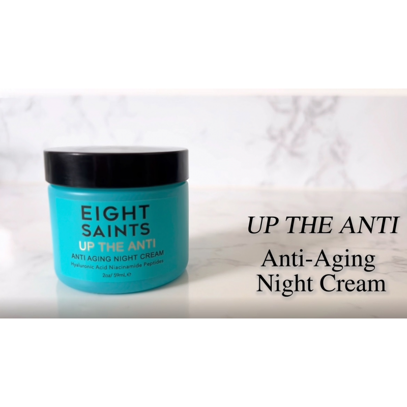 Eight Saints Up the Anti Night Cream 페이스 모이스처라이저로 잔주름과 주름을 줄여줍니다. 나이아신아마이드와 히알루론산이 함유된 페이스용 천연 및 유기농 안티 에이징 크림, 2온스