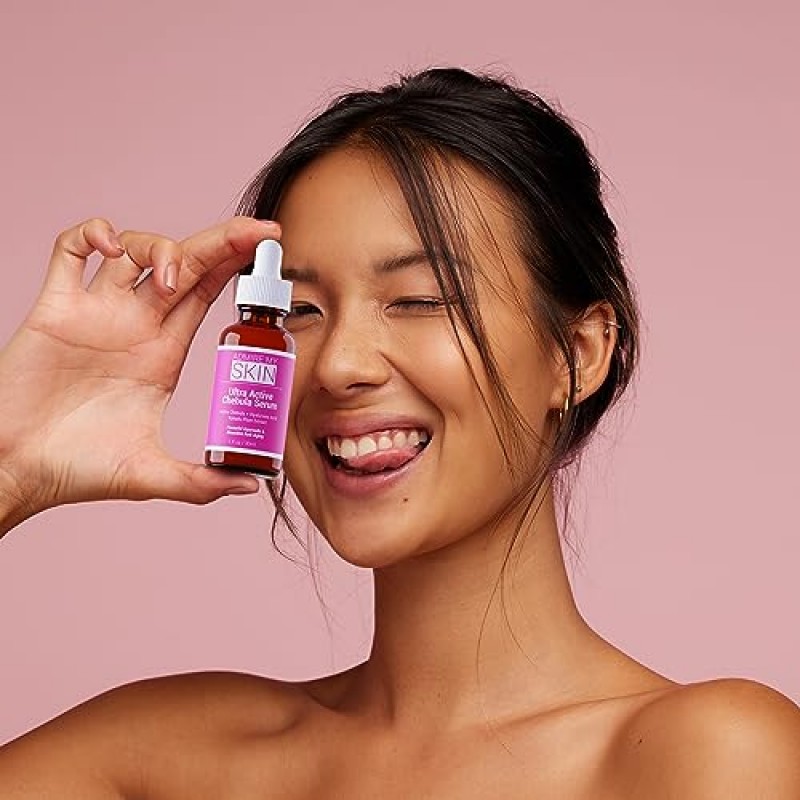 Admire My Skin Chebula 액티브 세럼 포 페이스 - 강력한 안티 에이징 천연 스킨케어, 히알루론산 + 카카두 플럼이 피부를 탱탱하게 하고 칙칙한 노화를 최소화하여 건강하고 젊게 빛나는 광채 1온스