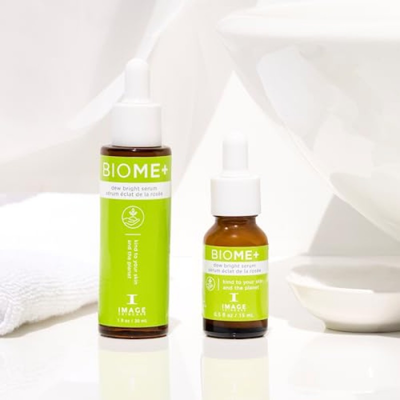 IMAGE Skincare BIOME+ 듀 브라이트 세럼, 미생물 친화적인 페이셜 세럼, 광채를 높이고 탄력을 강화합니다, 1 Fl Oz