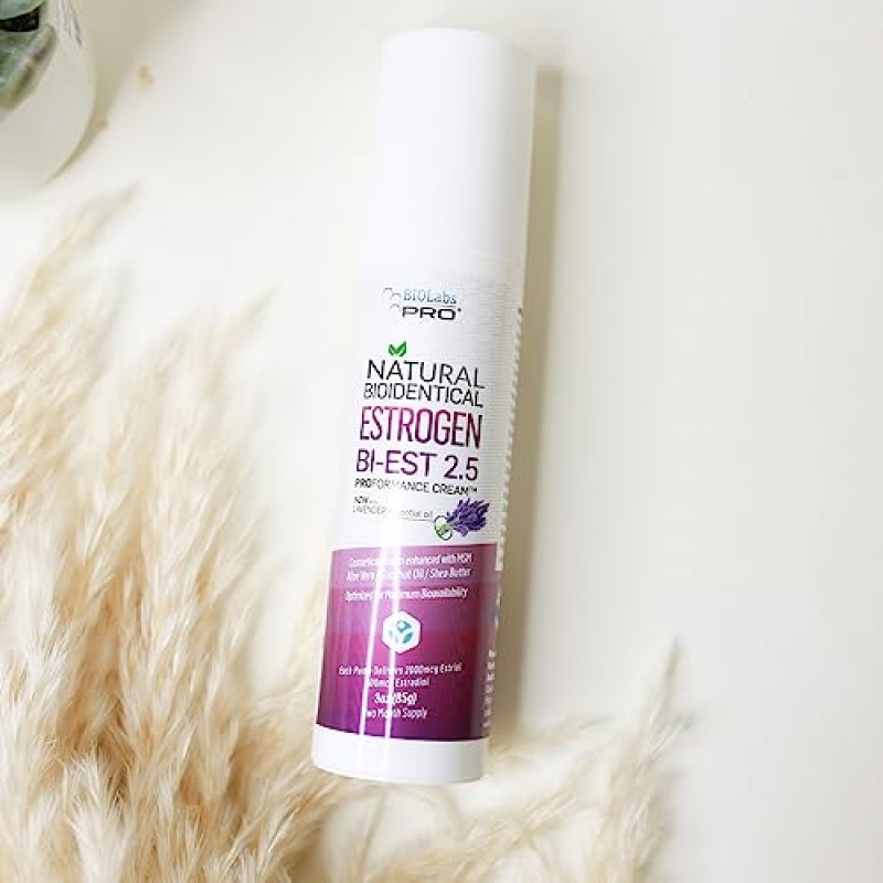UltraSpa Skincare BioLabs PRO 천연 바이오아이덴티컬 2.5 에스트로 크림, 여성용 콤보 3개월분(라벤더-3온스)