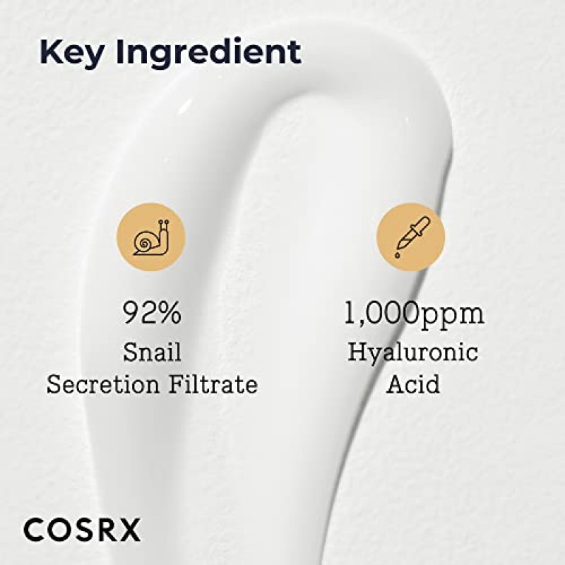 COSRX 달팽이 뮤신 92% 리페어 크림 7.05온스, 건성 피부, 여드름이 발생하기 쉬운 민감성 피부용 데일리 페이스 젤 모이스처라이저, 동물 테스트 안 함, 파라벤 없음, 황산염 없음, 프탈레이트 없음, 한국 스킨케어(대형, 7.05온스)