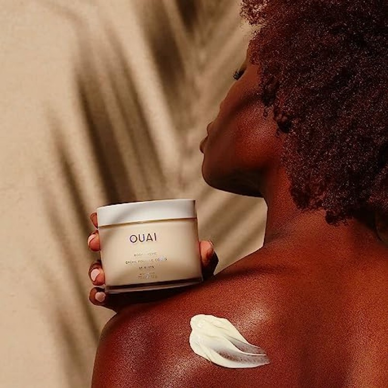 OUAI Body Creme, St. Barts - 슈퍼 하이드레이팅 휘핑 바디 크림 - 쿠푸아쿠 버터, 코코넛 오일 및 스쿠알렌 피부를 부드럽게 하여 건강한 윤기를 선사 - 용과, 오렌지 및 앰버 향 - 7.5 fl oz