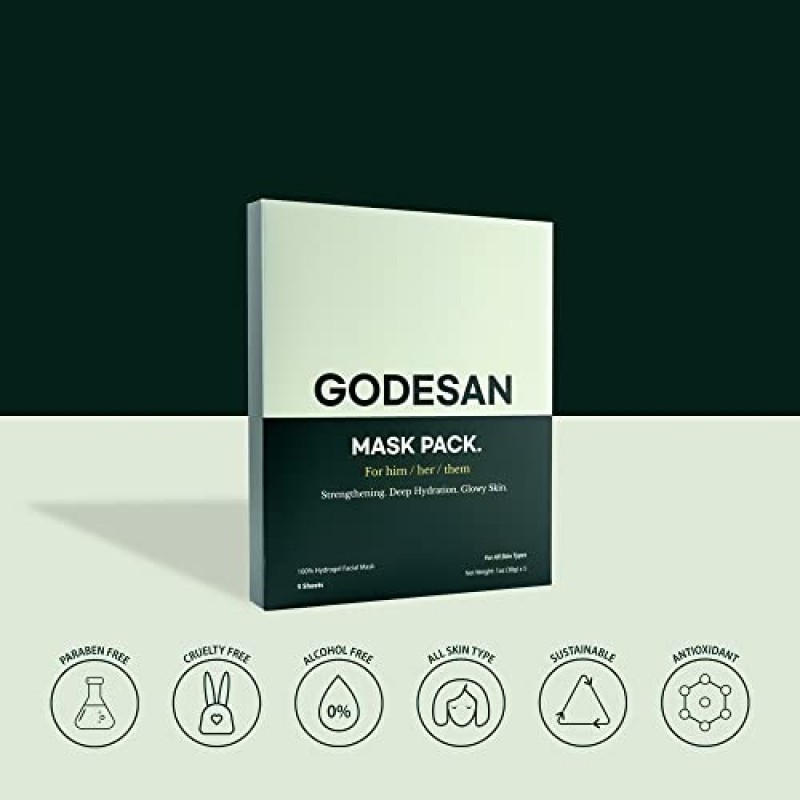 GODESAN 하이드로겔 페이스 마스크 팩 10pcs - 풍부한 콜라겐, 깊은 보습, 티트리, 모든피부용, 히알루로닉