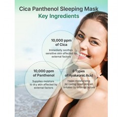 SNP CICA 판테놀 오버나이트 슬리핑 젤 페이스 마스크 - 중성 및 자극성 피부를 위한 코리엔워트와 히알루론산이 함유된 진정, 보습, 수분 공급 페이셜 마스크, 3.38 Fl Oz