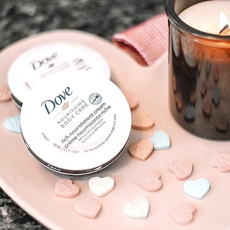 Dove 너리싱 바디 케어, 얼굴, 손, 몸에 매우 건조한 피부를 위한 리치 너리싱 크림, 48시간 보습, 6팩, 병당 5.07온스