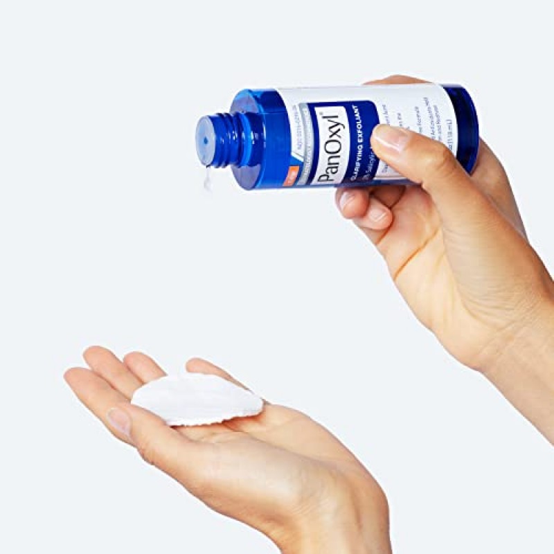 2% 살리실산이 함유된 PanOxyl 클래리파잉 각질 제거제, 얼굴용 BHA 액체 각질 제거제, 모공의 막힘을 풀고 최소화함, 푸른 조류 및 항산화제가 홍조를 진정시키는 데 도움, 여드름이 나는 피부용, 4 fl oz