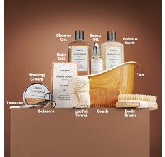 남성을 위한 생일 선물, 아빠, 남성, 남편을 위한 스파 선물 - 모든 것을 갖춘 남성을 위한 바닐라 아몬드 독특한 그루밍 셀프 케어 바구니, 목욕 및 바디 뷰티 & 개인 수염 케어 선물 11개