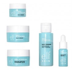 e.l.f.SKIN 하이드레이티드 에버 애프터 스킨케어 미니 키트, 클렌저, 메이크업 리무버, 수분 공급 피부용 모이스처라이저 & 아이 크림, TSA 친화적인 크기