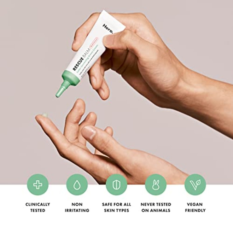 Hero Cosmetics 레스큐 밤 & 레드 코렉트 포스트 블레미쉬 회복 크림 - 영양, 진정, 피부과 테스트 완료, 비건(0.5 fl oz)
