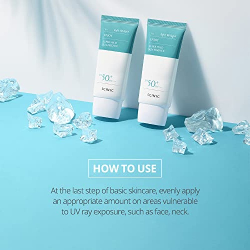 싸이닉 엔조이 슈퍼 마일드 선 에센스 2개 세트 SPF50+ PA++++ 1.69 fl oz(50ml) | 끈적임 없이 가볍고 촉촉한 선 에센스 | 한국 스킨케어