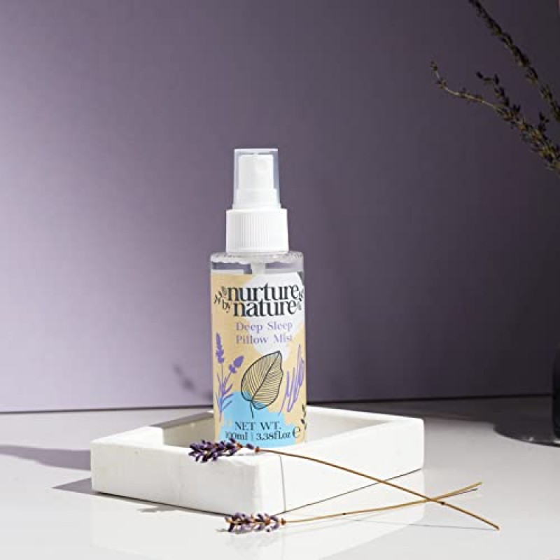 Nurture by Nature RELAX & CALM 스파 키트, 여성용 스파 선물 바구니 - 여성용 목욕 세트 선물 - 라벤더 베개 미스트, 입욕제, 비누, 입욕제, 양초, 바디 스크럽 - 셀프 케어 선물 바구니