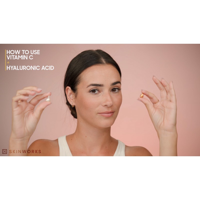 SKINWORKS ULTRA POTENT 30% 얼굴용 비타민 C 세럼, 브라이트닝, 다크 스팟, 주름 방지, 노화 방지, 무향을 위한 비타민 E 페룰산 페이셜 글로우 세럼, 30 캡슐