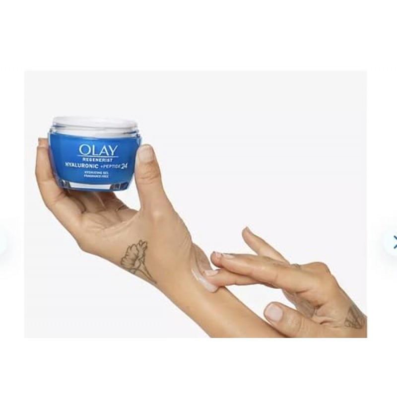 Olay Regenerist 히알루로닉 + 펩타이드 24 젤 페이스 모이스처라이저, 무향 (1.7온스, 2팩)