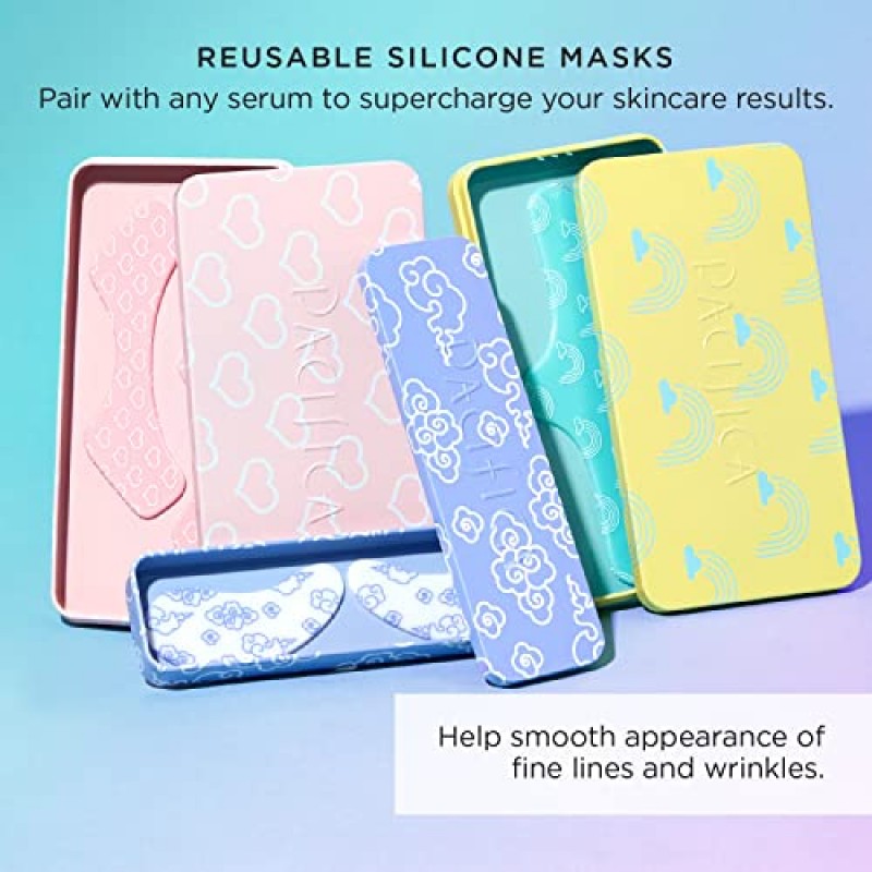 Pacifica Beauty, 재사용 가능한 눈썹 마스크, 100% 실리콘, 진공 밀봉 및 리프팅 효과, 잔주름 + 주름 최소화, 세럼과 페어링, 보관용 주석 포함, 비건 및 잔인 행위 없음