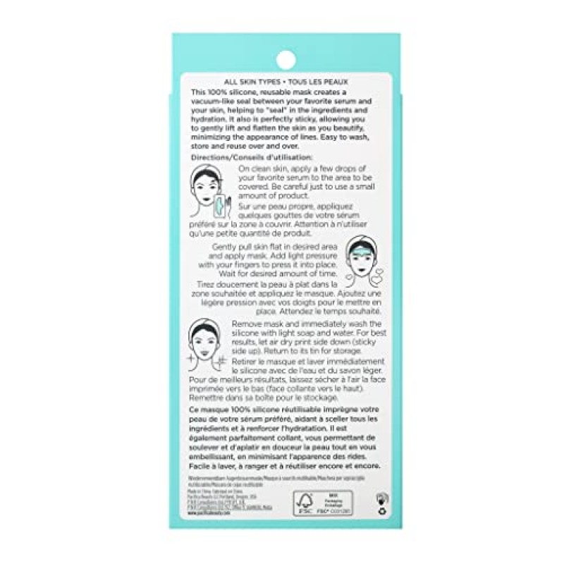 Pacifica Beauty, 재사용 가능한 눈썹 마스크, 100% 실리콘, 진공 밀봉 및 리프팅 효과, 잔주름 + 주름 최소화, 세럼과 페어링, 보관용 주석 포함, 비건 및 잔인 행위 없음