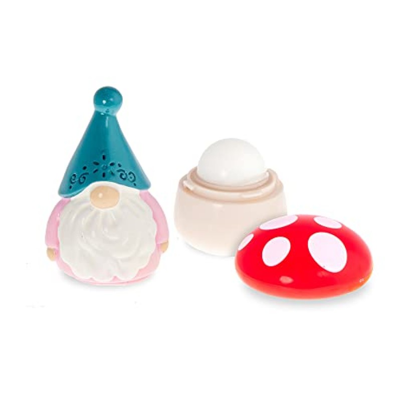 MAD BEAUTY Gnome Matter What 립밤 듀오 2팩, Gnome & Toadstool 립밤 포트, 클래식 바닐라 & 체리, 부드럽고 신선한 입술을 위한 보습 및 수분 공급, 훌륭한 선물, 재미있고 귀여운