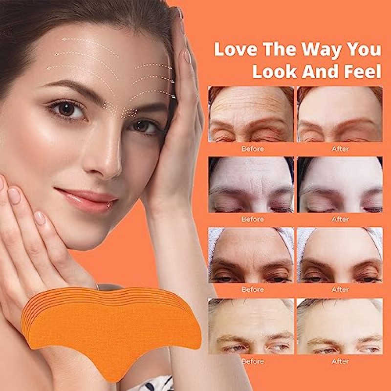 Nuluxglovite 이마 주름 패치, 가수분해 콜라겐 함유 주름 방지 패치, 이마 및 눈 사이 주름 완화 패치 7팩, 천연 성분 주름 완화제