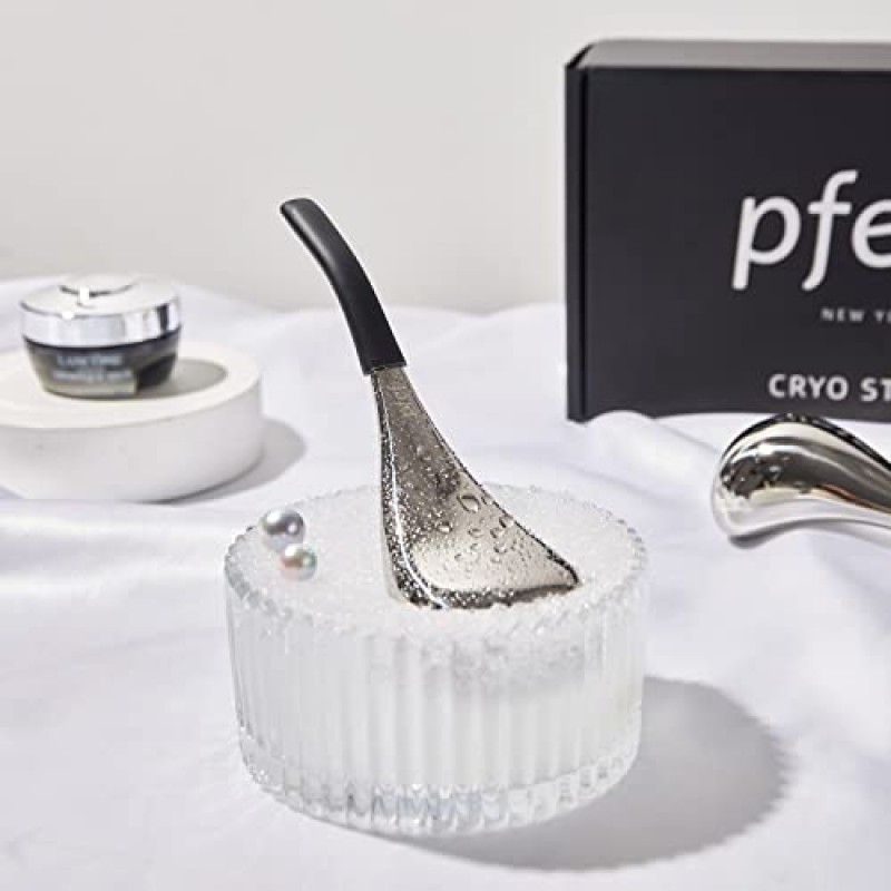 pfefe 아이스 글로브 여성용 페이셜 스킨 케어 도구 여성용 얼굴 눈, 스테인레스 스틸 페이스 뷰티 크라이오 스틱 여성용 여성용, 미용사 용품 쿨링 스파 글로브 보관 케이스가 있는 콜드 롤러