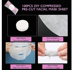 압축 페이셜 시트 마스크, 100pcs DIY 일회용 페이셜 마스크, 얼굴 스킨 케어를 위한 동전 모양의 페이셜 시트 마스크 종이, 100% 부직포, 여행용 독립 포장 마스크
