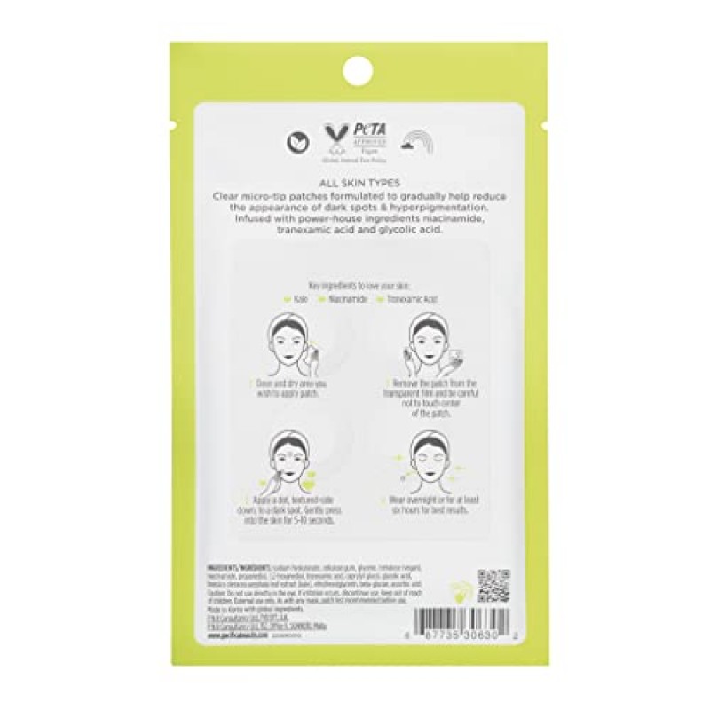 Pacifica Beauty, 케일 디졸브 다크 스팟 마이크로패치, 4개, 나이아신아마이드, 글리콜산, 다크 스팟용, 과색소침착, 고르지 못한 질감, 여드름 및 결점, 무향, 비건 및 잔인 행위 없음