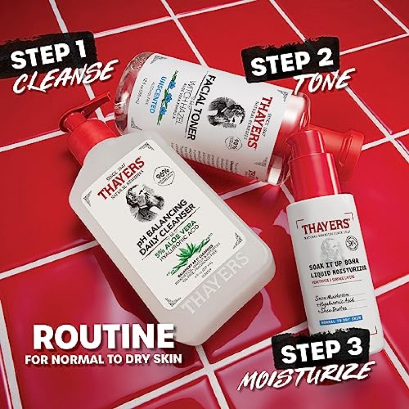 THAYERS Soak It Up 80HR 액체 모이스처라이저, 히알루론산과 눈버섯이 함유된 페이스 모이스처라이저, 피부과 전문의 테스트를 거친 중건성 피부용 스킨 케어, 2.5온스