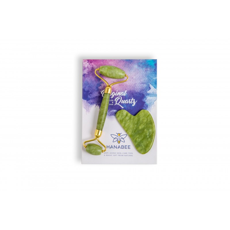 Gua Sha 페이셜 마사지 도구, 로즈 쿼츠 페이스 롤러, 얼굴용 옥 롤러, 뷰티 페이스 마사지기, 눈 마사지기, 주름 감소, 림프 배수, 페이스 리프트.HANABEE 스킨 케어 세트 및 키트(화이트 쿼츠)