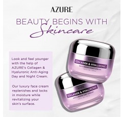 히알루론산 & 콜라겐 데이 크림 데이 앤 나이트 밸류 세트 - 리뉴얼, 토닝 & 하이드레이팅 페이스 모이스처라이저 - 주름, 주름, 잔주름 완화 - 수분 잠금 - 비건 및 동물 실험을 하지 않은 스킨 케어 Made in Korea - 2x 50mL / 1.69 fl.oz by 하늘빛
