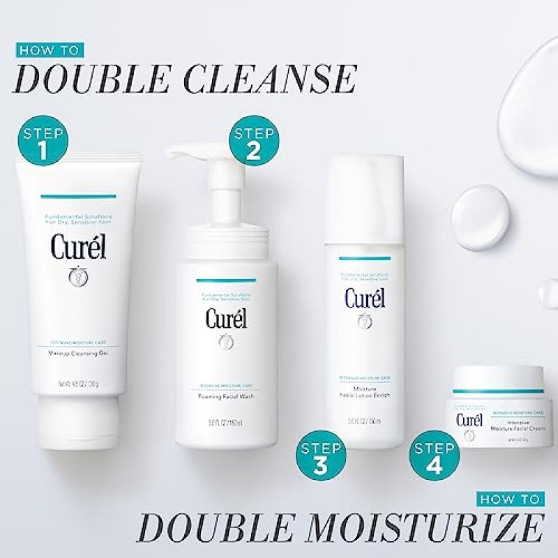Curel 일본 스킨 케어 여행용 세면용품, 건조하고 민감한 피부용, 여행용 세안제, 여행용 사이즈 로션, 여행용 사이즈 메이크업 리무버