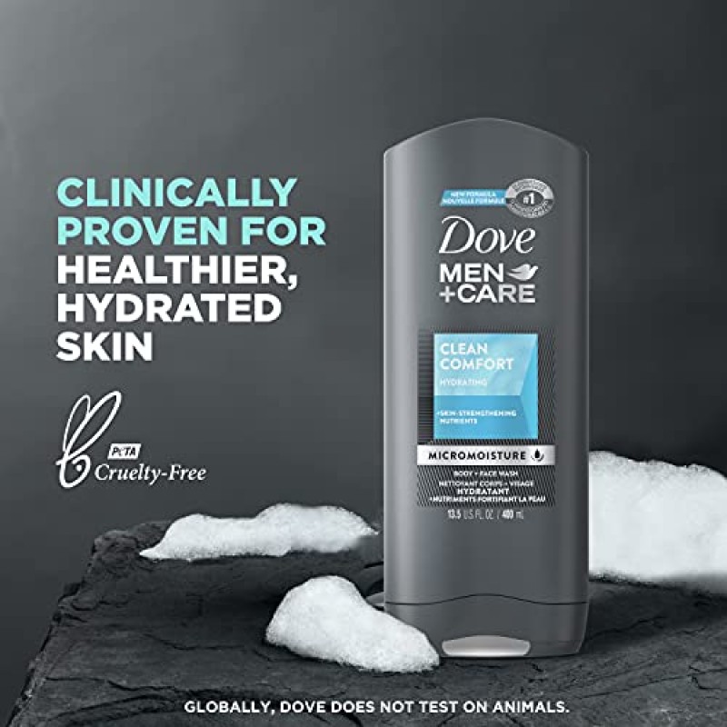 Dove Men+케어 헤어 + 피부 관리 요법 남성용 개인 관리 Clean Comfort + Fresh & Clean 바디 워시, 2-in-1 샴푸 및 컨디셔너, 발한 억제제 임상 데오도란트