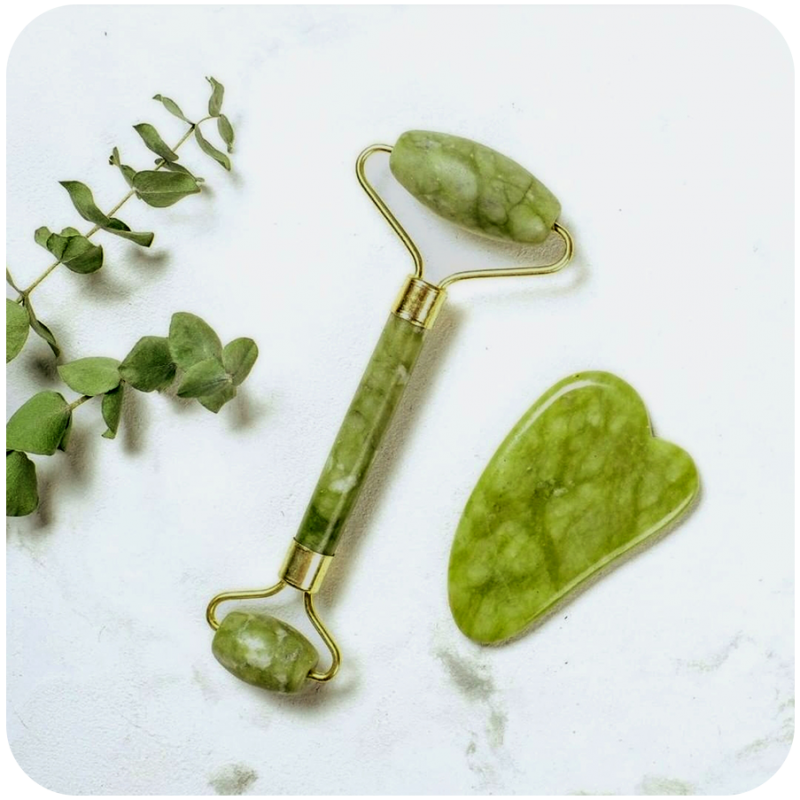 얼굴용 비취 롤러, 비취 롤러 및 Gua Sha 세트, EUASOO 100% 실제 자연 미용 얼굴 눈용 비취 얼굴 롤러 마사지 도구 목 몸 – 노화 방지 뷰티 트리트먼트