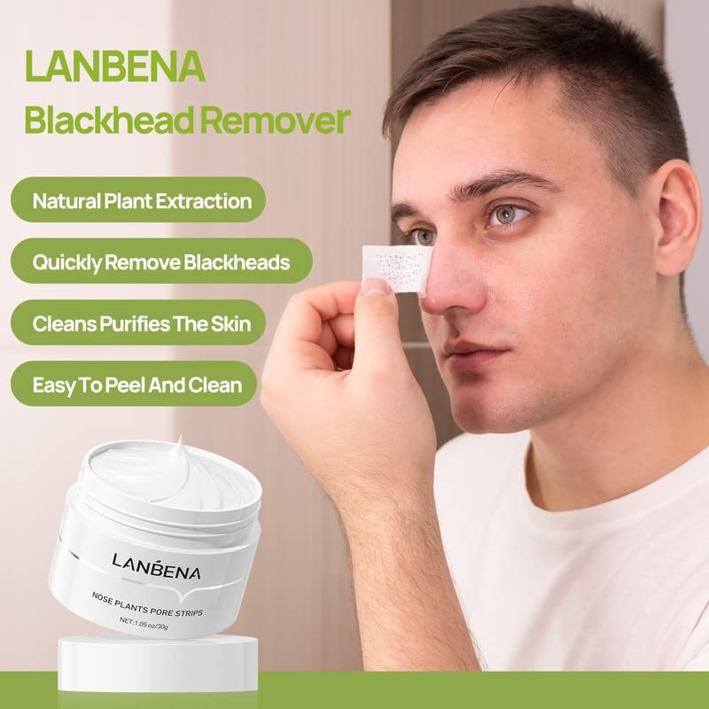 LANBENA 블랙헤드 리무버 필오프 마스크(얼굴 및 코용) - 1.05oz. 블랙 헤드 얼굴 블랙 헤드 제거제 스트립을 제거합니다.
