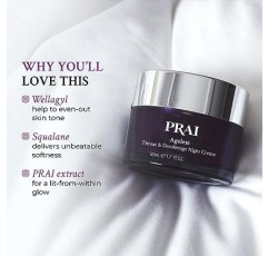 PRAI Beauty 에이지리스 스로트 & 데콜타주 나이트 크림, 목 피부 타이트닝 및 퍼밍 크림, 나이트 크림에는 2가지 형태의 레티놀이 포함되어 있습니다, 0.5온스