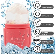 얼굴 및 눈용 fotoconic Naconic 아이스 롤러, 아이스 페이셜 큐브, 아이스 페이스 롤러 스킨 케어 도구, Gua Sha 페이스 마사지, 페이스 뷰티용 실리콘 아이스 몰드(핑크)