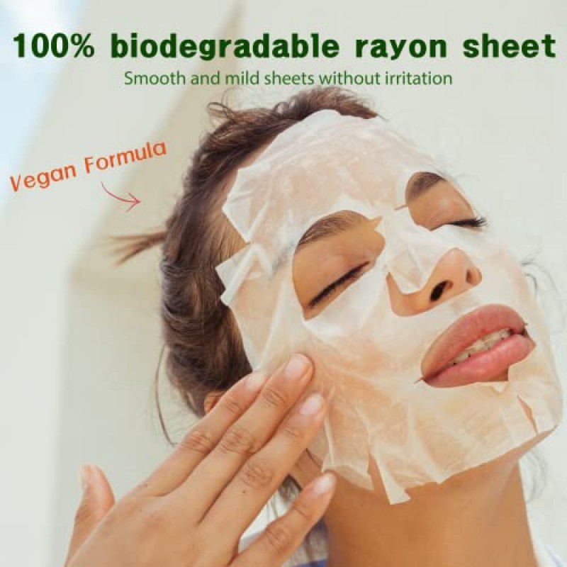 Purederm 비건 알로에 시트 마스크(12팩) – 진정 및 수분 공급 트리트먼트를 위한 페이셜 시트 마스크