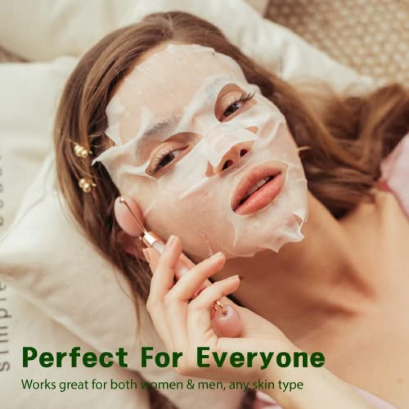 Purederm 비건 알로에 시트 마스크(12팩) – 진정 및 수분 공급 트리트먼트를 위한 페이셜 시트 마스크