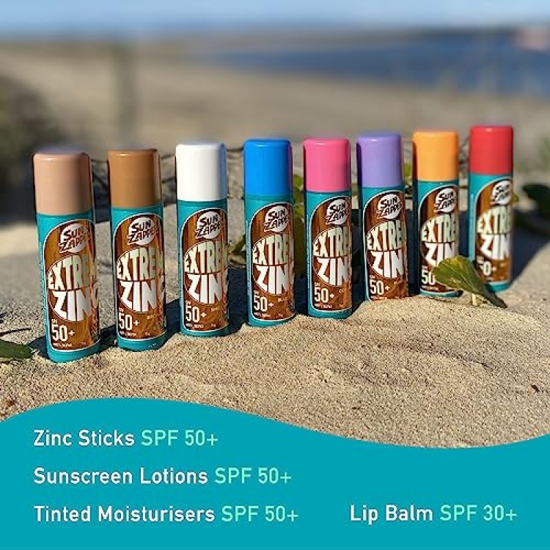 Sun Zapper (쉘 화이트) 익스트림 징크 스틱 - 화이트 컬러 미네랄 자외선 차단제 스틱 SPF50+ UVA/UVB+ 탁월한 자외선 차단 자외선 차단제, 선크림 Made in Australia
