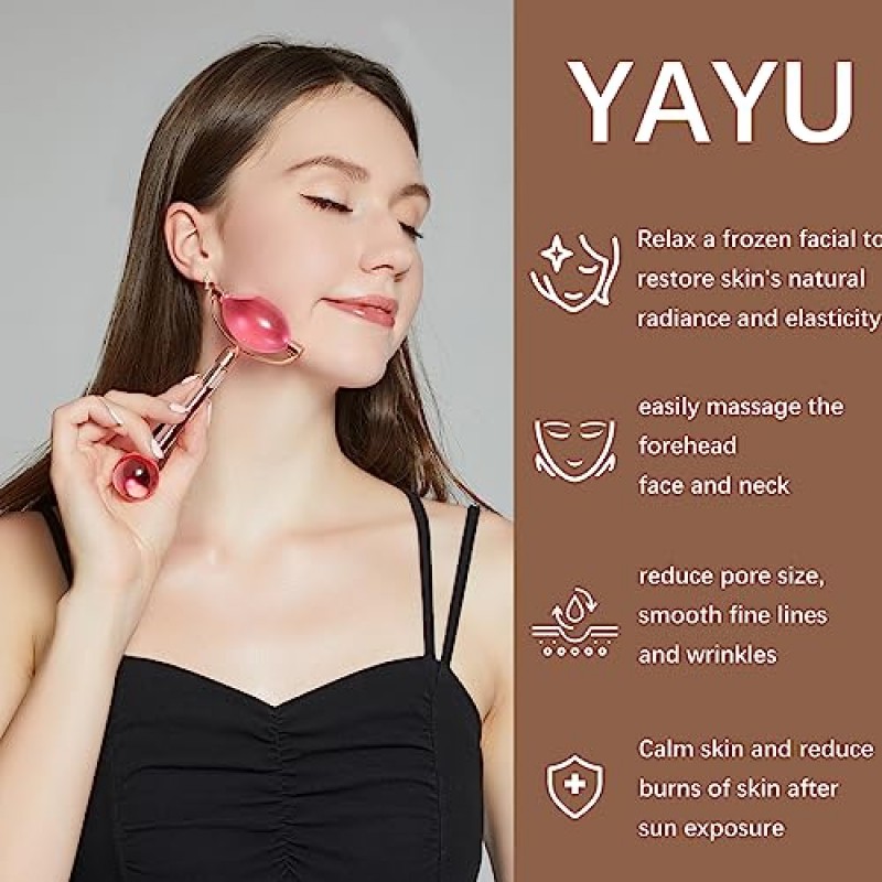 YAYU 아이스 글로브, 페이스용 아이스 롤러, 쿨링 글로브, 페이셜 툴 데일리 뷰티용 아이스하키, 피부 탄력 강화용 마사지기 부기와 주름 완화, 여성용 선물 (핑크)