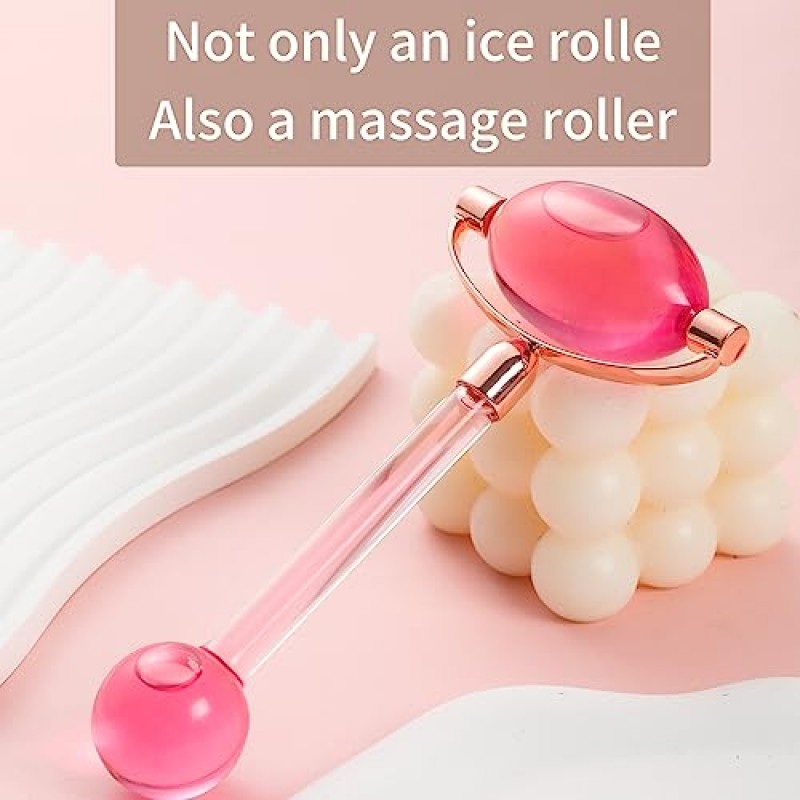 YAYU 아이스 글로브, 페이스용 아이스 롤러, 쿨링 글로브, 페이셜 툴 데일리 뷰티용 아이스하키, 피부 탄력 강화용 마사지기 부기와 주름 완화, 여성용 선물 (핑크)
