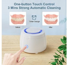 틀니용 Raymall Utrasonic Cleaner, 리테이너, 얼라이너, 미백 트레이, 마우스 가드, 칫솔 헤드, 면도기 헤드, 치과용 초음파 세척기, 보석류(흰색)