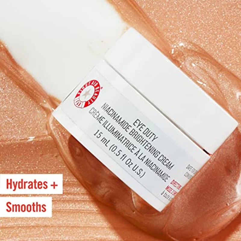 First Aid Beauty Eye Duty 나이아신아마이드 브라이트닝 크림, 다크서클과 붓기를 위한 일루미네이팅 아이 크림, 0.5oz.
