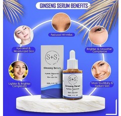 S+S 인삼 세럼, 글로우 부스트 인삼 페이스 세럼, 안티 에이징 세럼, 안티 링클 세럼, 퍼밍 하이드레이팅 브라이트닝 스킨케어 뷰티 오일, 1Fl Oz